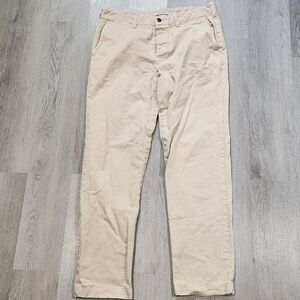 Outerknown Nomad Chino Pants Mens 34x31 Khaki Beige Organic Cotton Button Fly